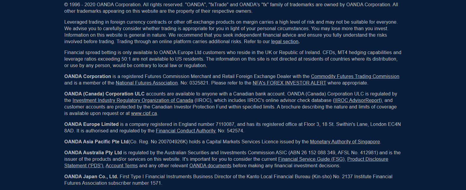 Oanda regulation listing Oanda regulation listing